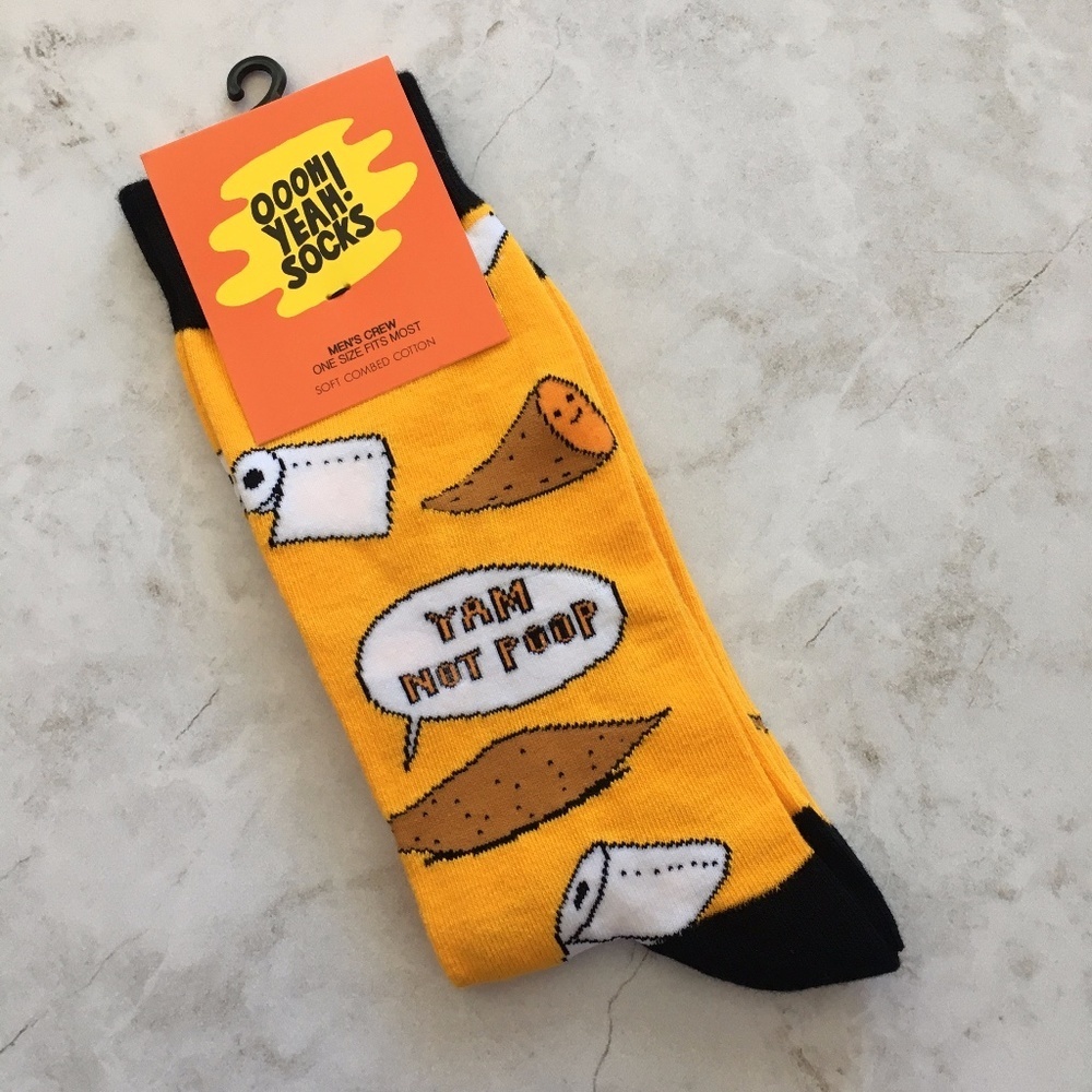 🍉 NWT OOOH YEAH! - Yam not Poop Men's Crew Socks